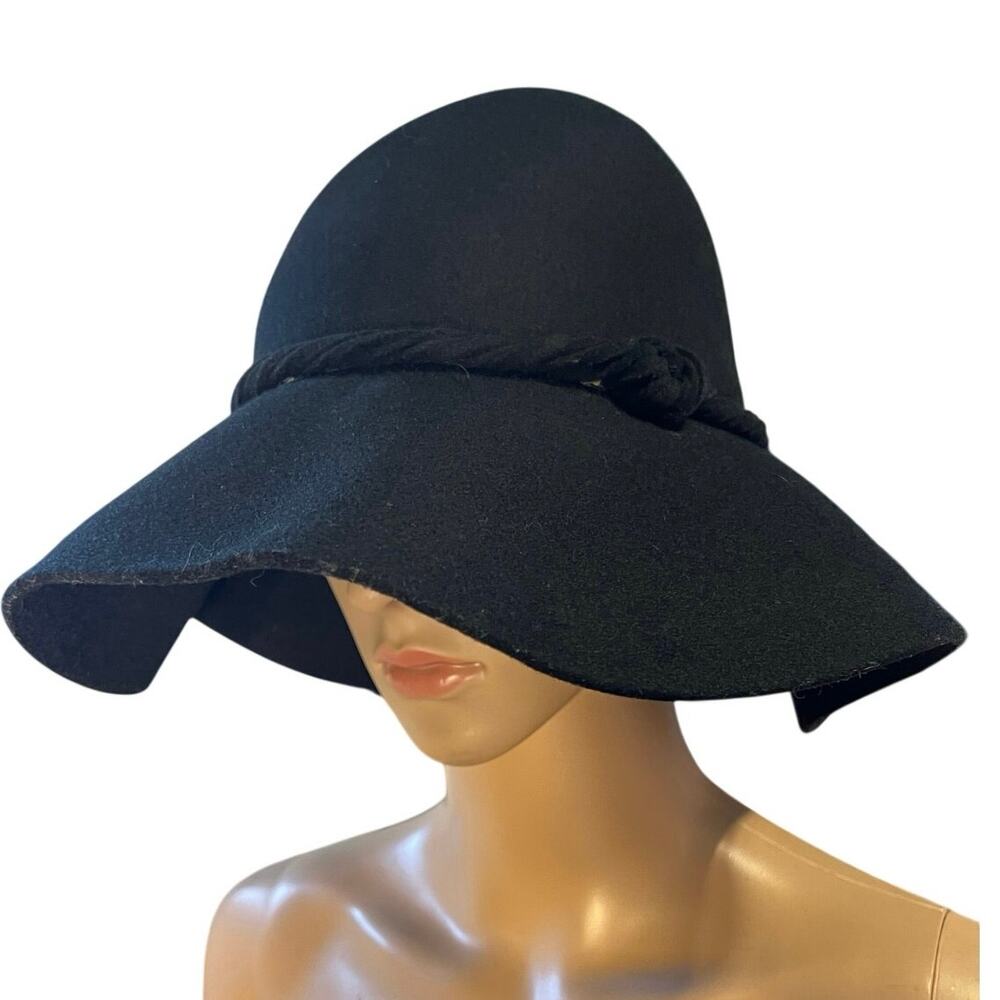 Womens Soft Floppy Wide‎ Brim Wool Braid Accent Whimsy Goth Fairy Grunge Y2K Hat